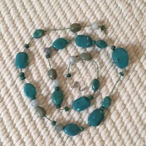 Turquoise Toned Long Statement Necklace